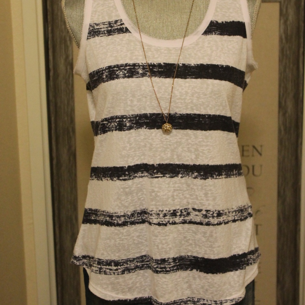 Bold Stripped Tank with Button Detail